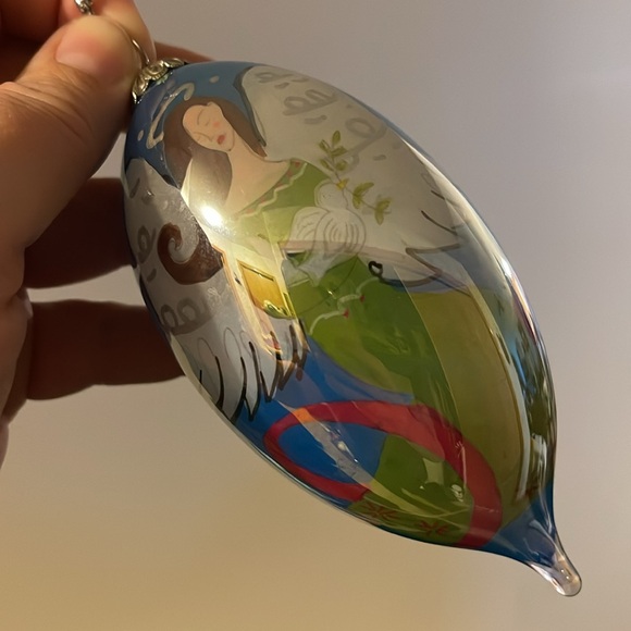 Pier 1 Elegant Blue and Green Hanging Ornament with angel. - Picture 3 of 11